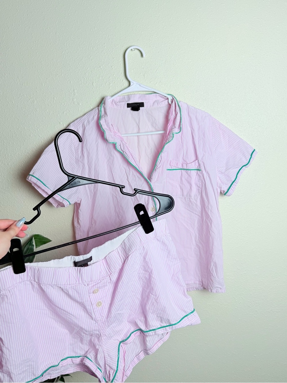 J.Crew Pink & White Striped Pajama Set